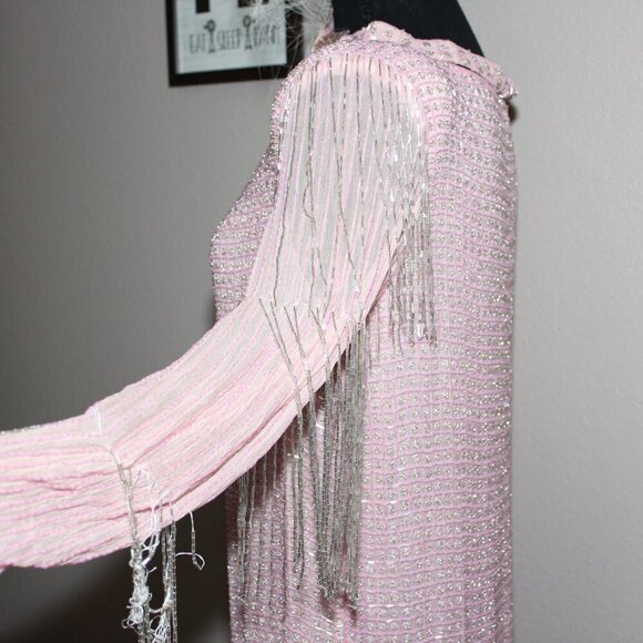 Vintage Womens Pink Beaded Silk Dress *with flaws* Size Medium - Picture 5 of 10